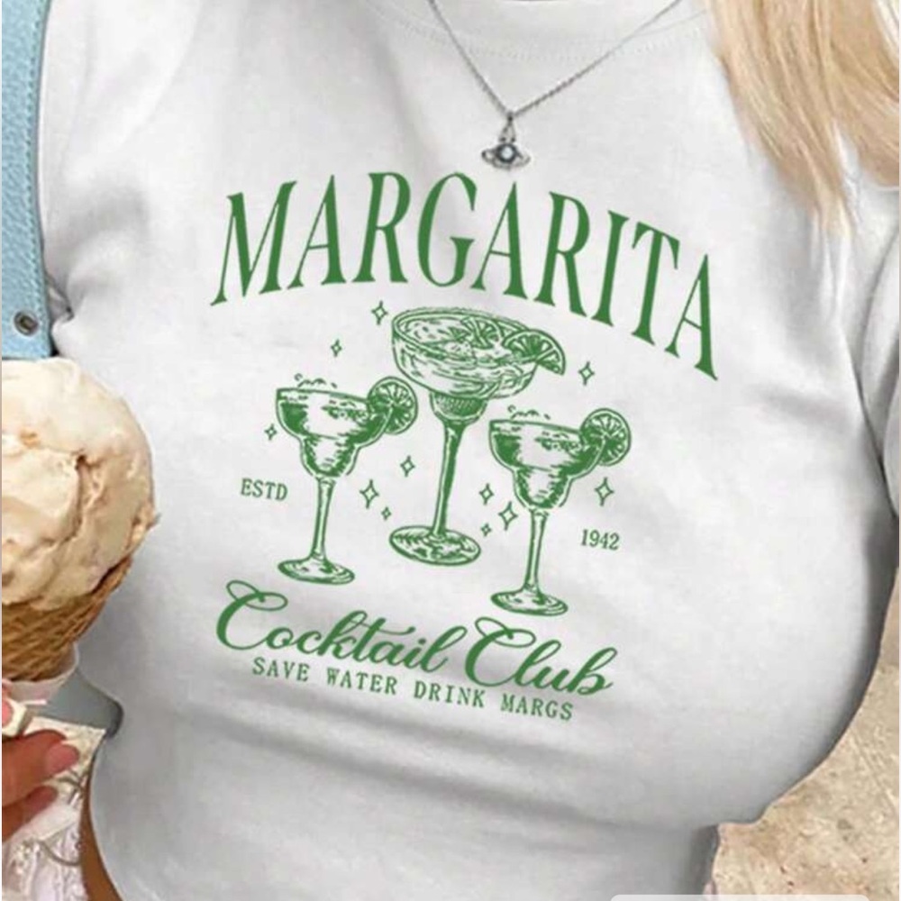 Set of White and Green Margarita Graphic Tee
